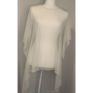 Camille & Co Womens White Short Sleeve Sheer Top Flowing Hippie Festival Coverup
